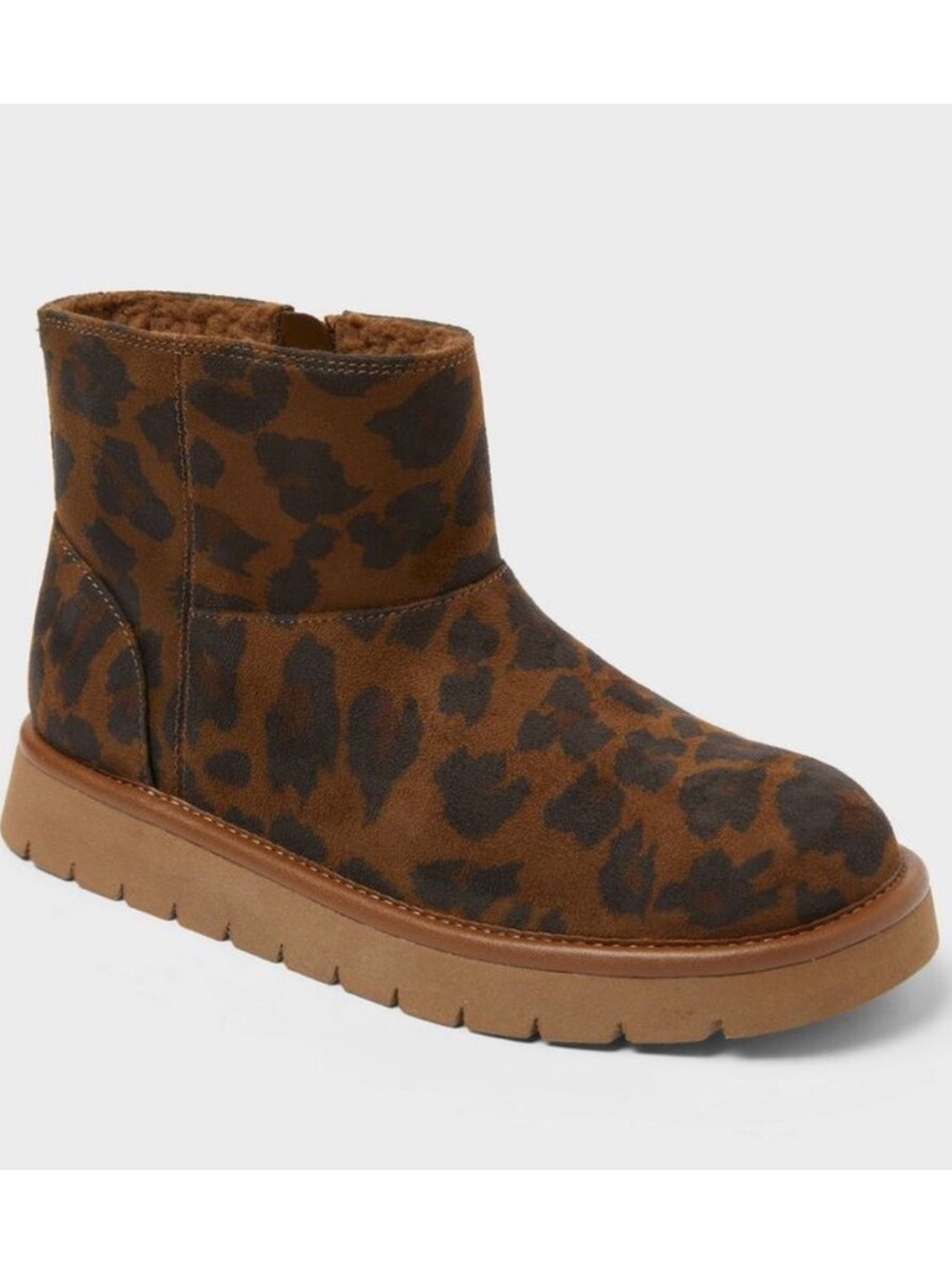 Faux Microsuede Boots with Memory Foam Insole - Universal Thread Leopard